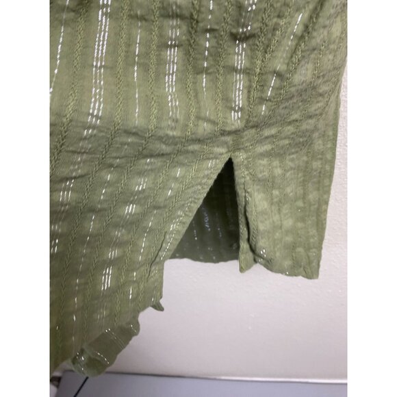 Anthropologie Green Pintuck Shirt Dress Button Up Long Sleeve Women size Small - Picture 15 of 16